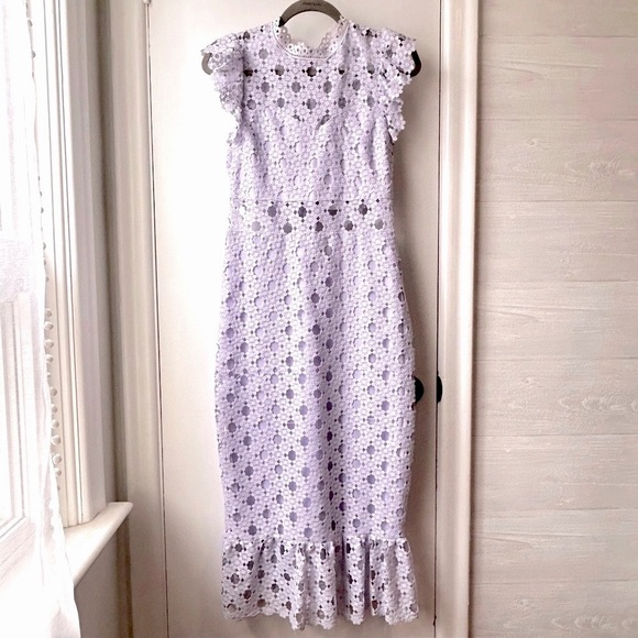 Nwt Chelsea Lace Trumpet Midi Dress Lilac - Picture 1 of 12